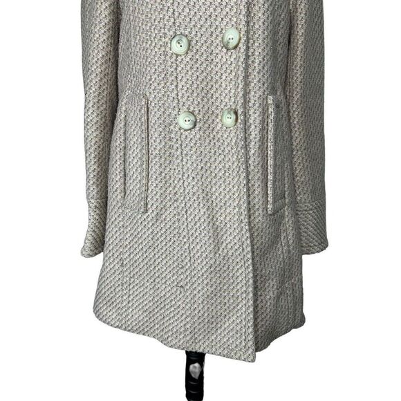 MARC JACOBS Circle Collar Checks Wool Light Pink Coat Half Belt Back Large - Picture 7 of 16